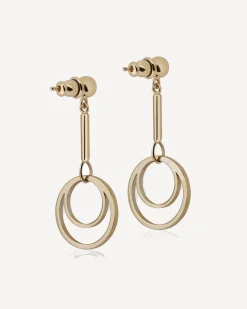 Circle Drop Earrings - 22 Carat Gold Gilded