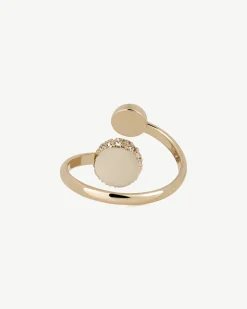 Crescent Crystal Ring - 22 Carat Gold Gilded