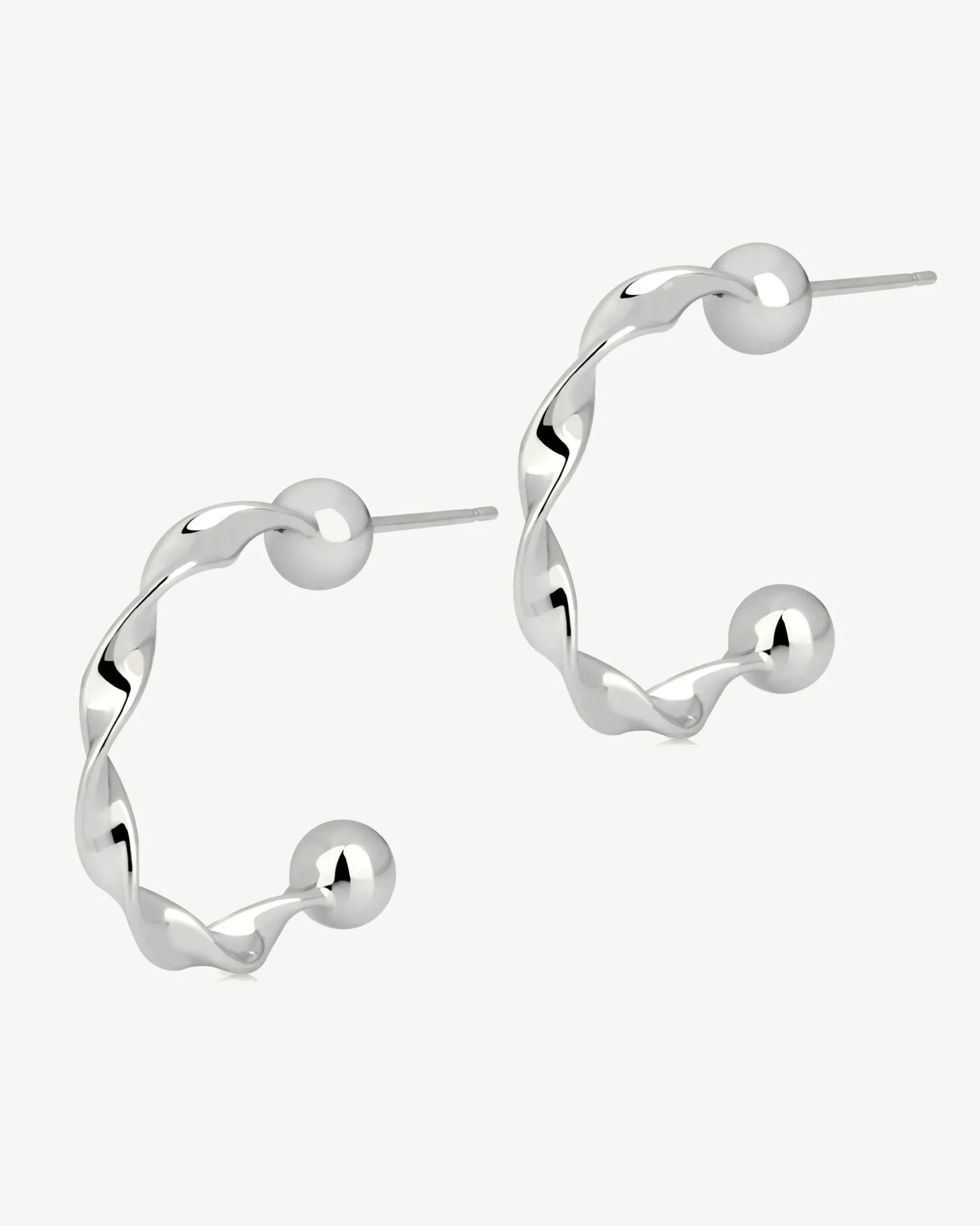 Crescent Twisted Hoop - Sterling Silver