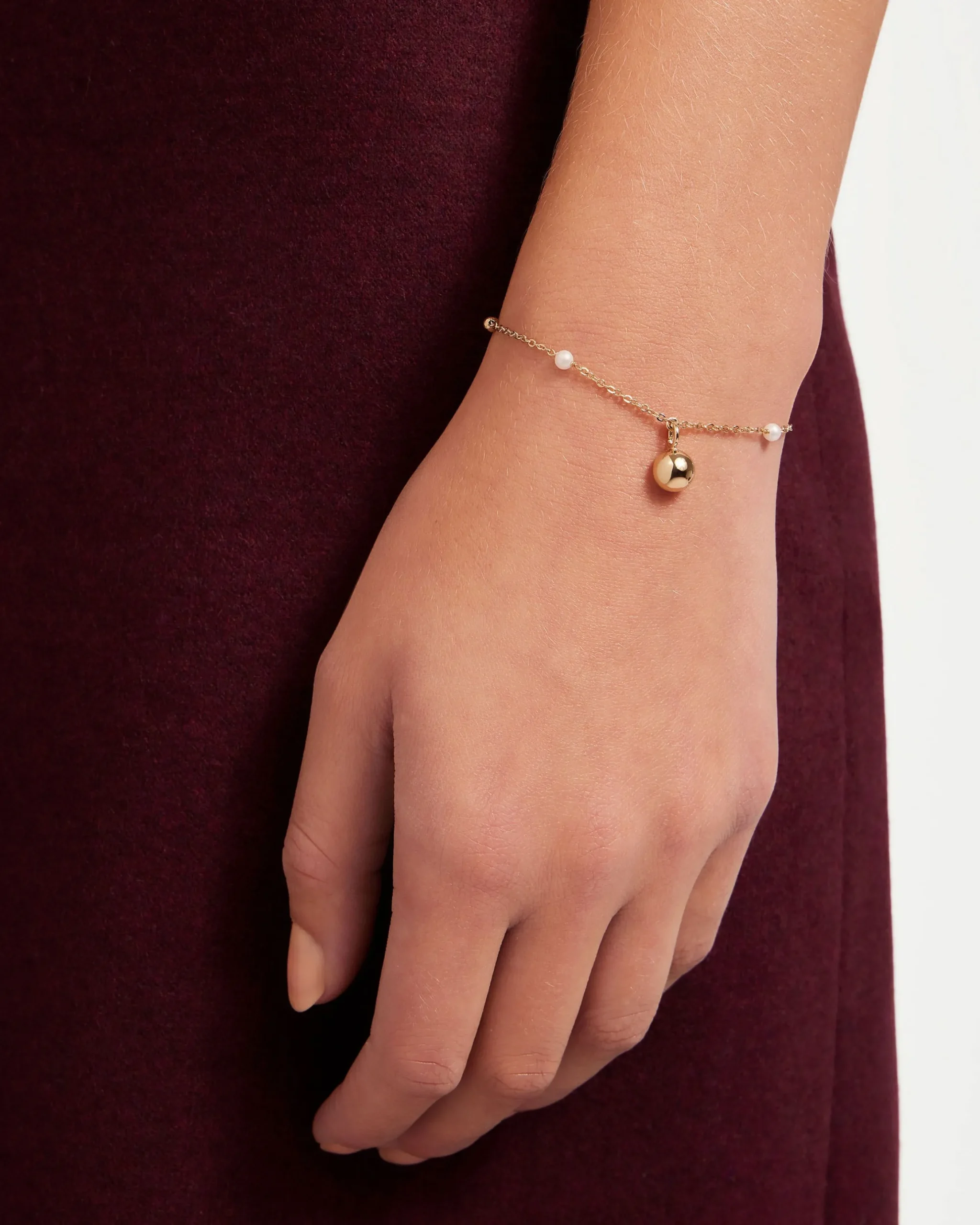 Pearl Chain Bracelet - 22 Carat Gold Gilded