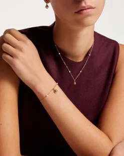 Pearl Chain Bracelet - 22 Carat Gold Gilded