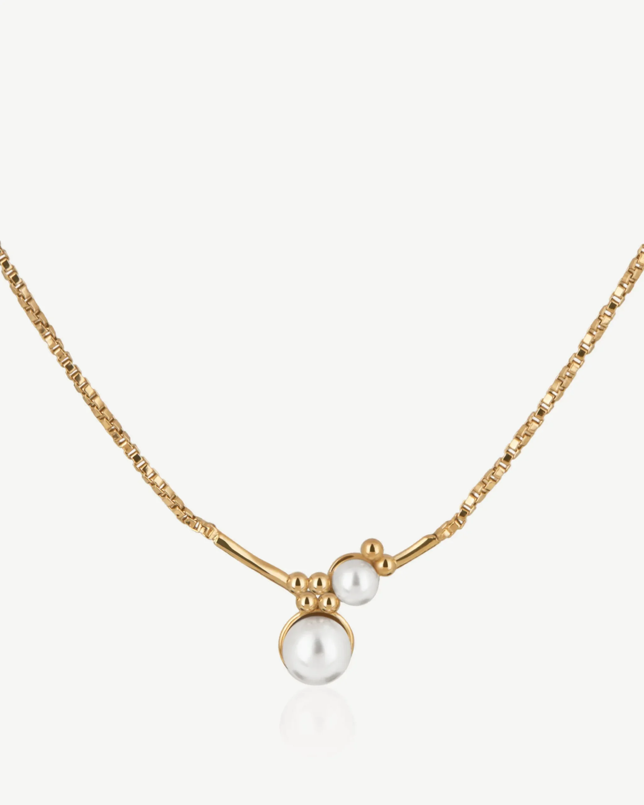 Pearl Cluster Necklace - 22 Carat Gold Gilded