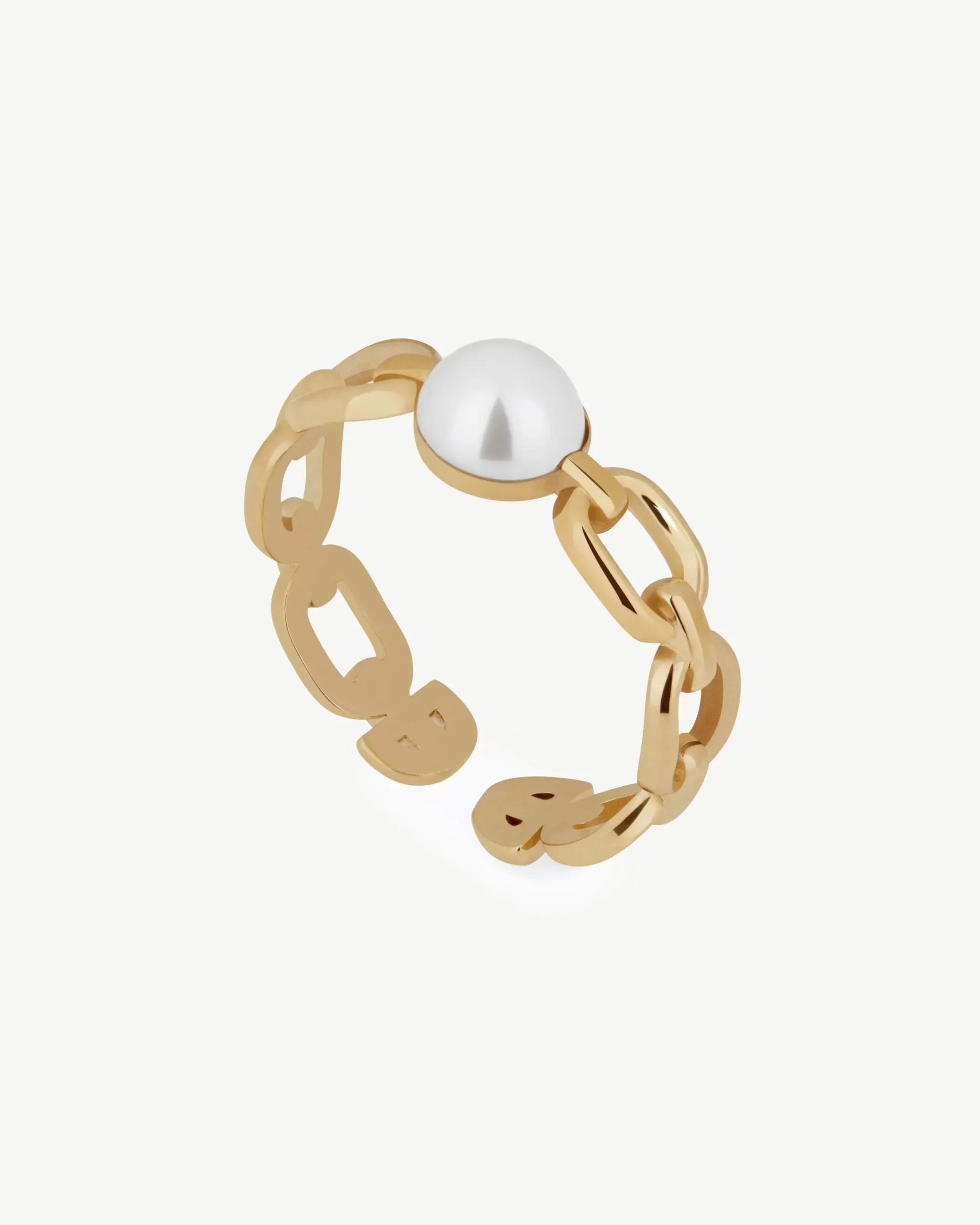 Pearl Link Ring - 22 Carat Gold Gilded