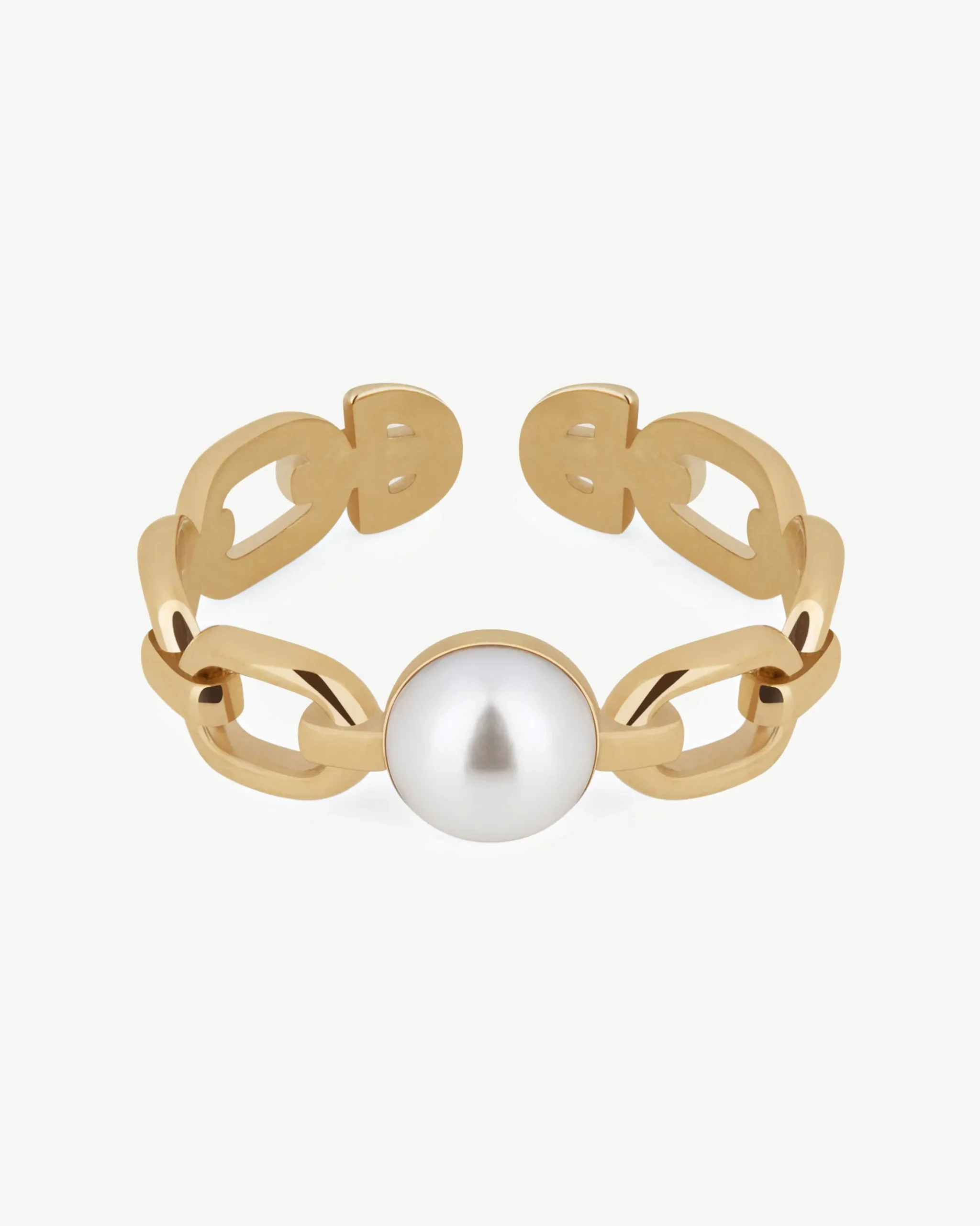 Pearl Link Ring - 22 Carat Gold Gilded